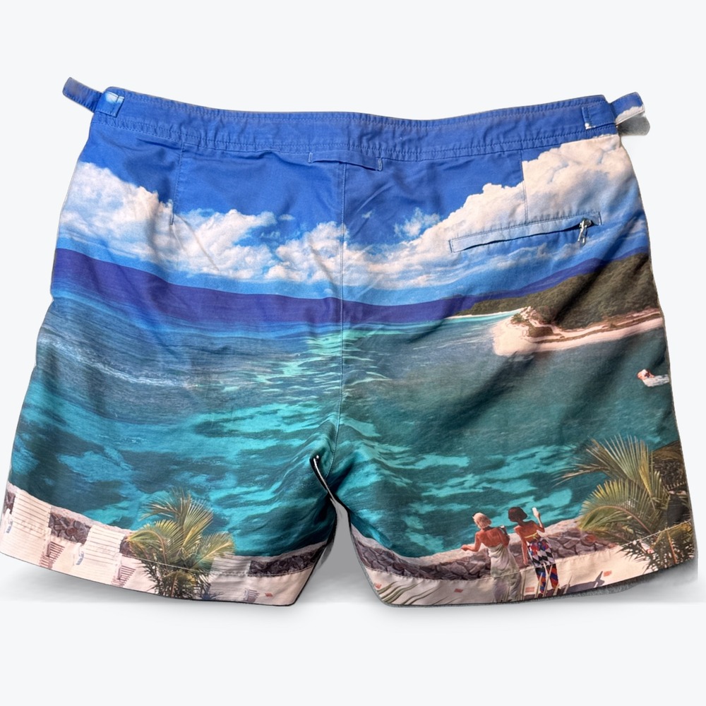 Orlebar Brown Bulldog Limited Swim Shorts Mustique Island by Slim Aarons Mens 34 - Picture 2 of 11